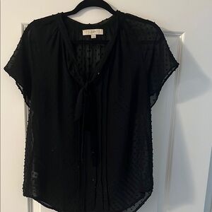 LOFT Black Flutter Sleeve Relaxed Blouse
